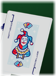 A joker card held at the right-hand end of your fan.
